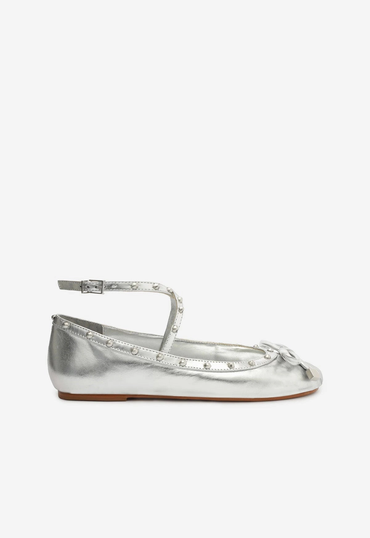 Larissa Metallic Leather Flat Impact Resistant Heel