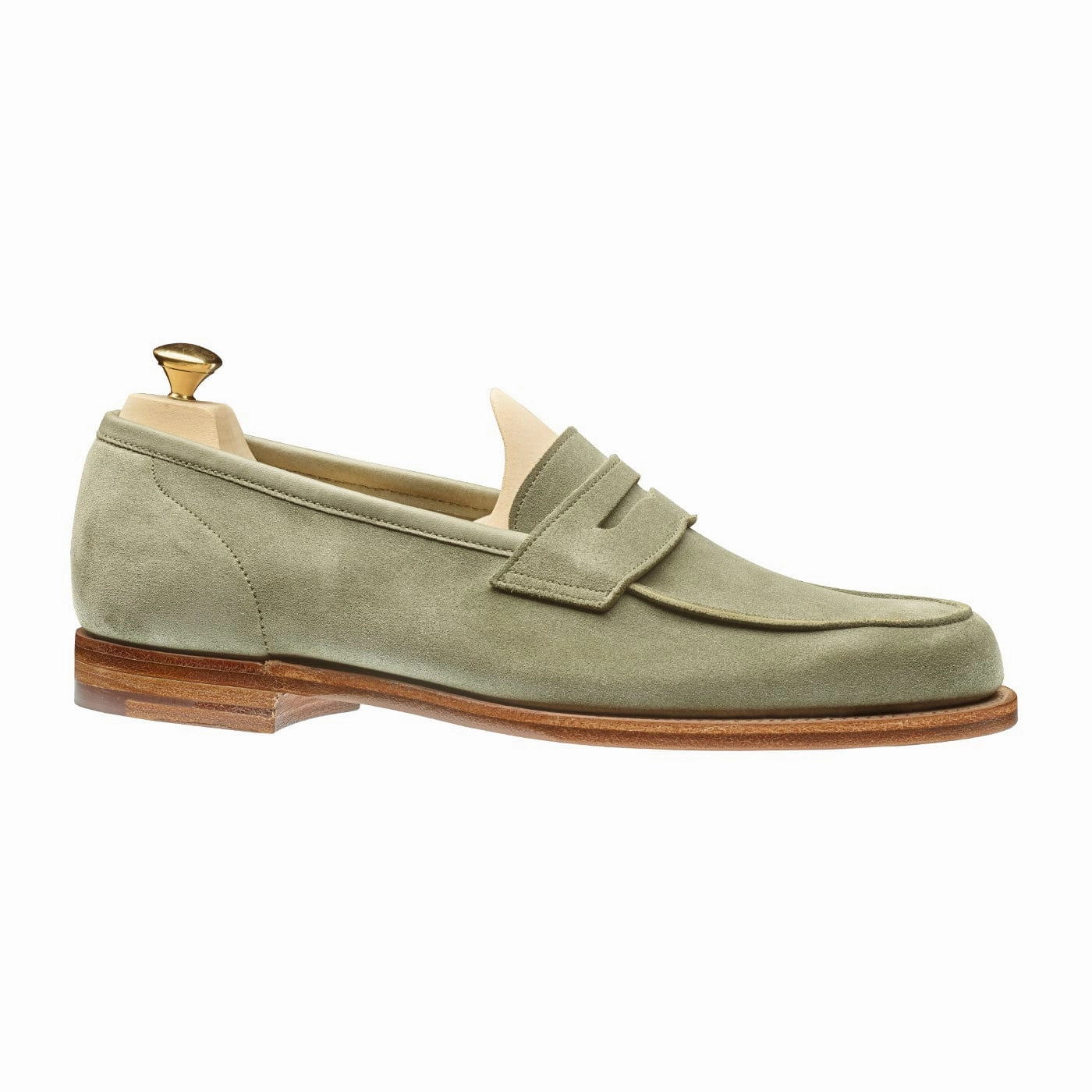 Lilou Pistachio Calf Suede Flexible Torsion Bar Style Goal