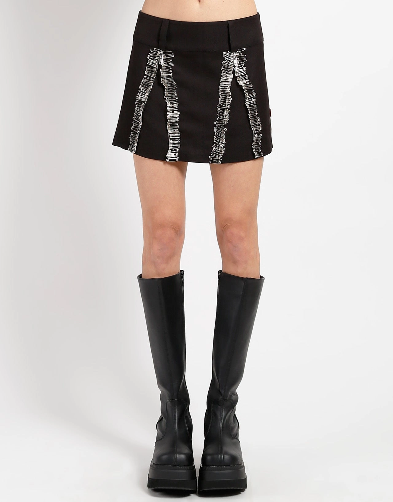 UVProtectiveLayer SAFETY PIN PUNK SKIRT BLACK