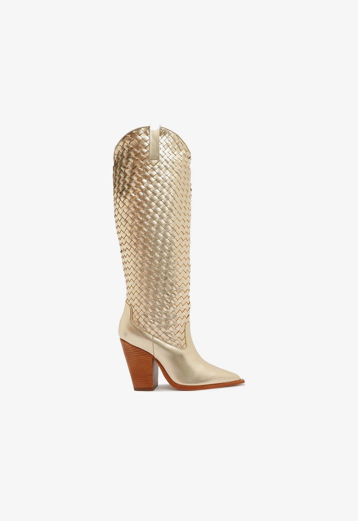 Elegant Mood Ella Woven Metallic Leather Boot