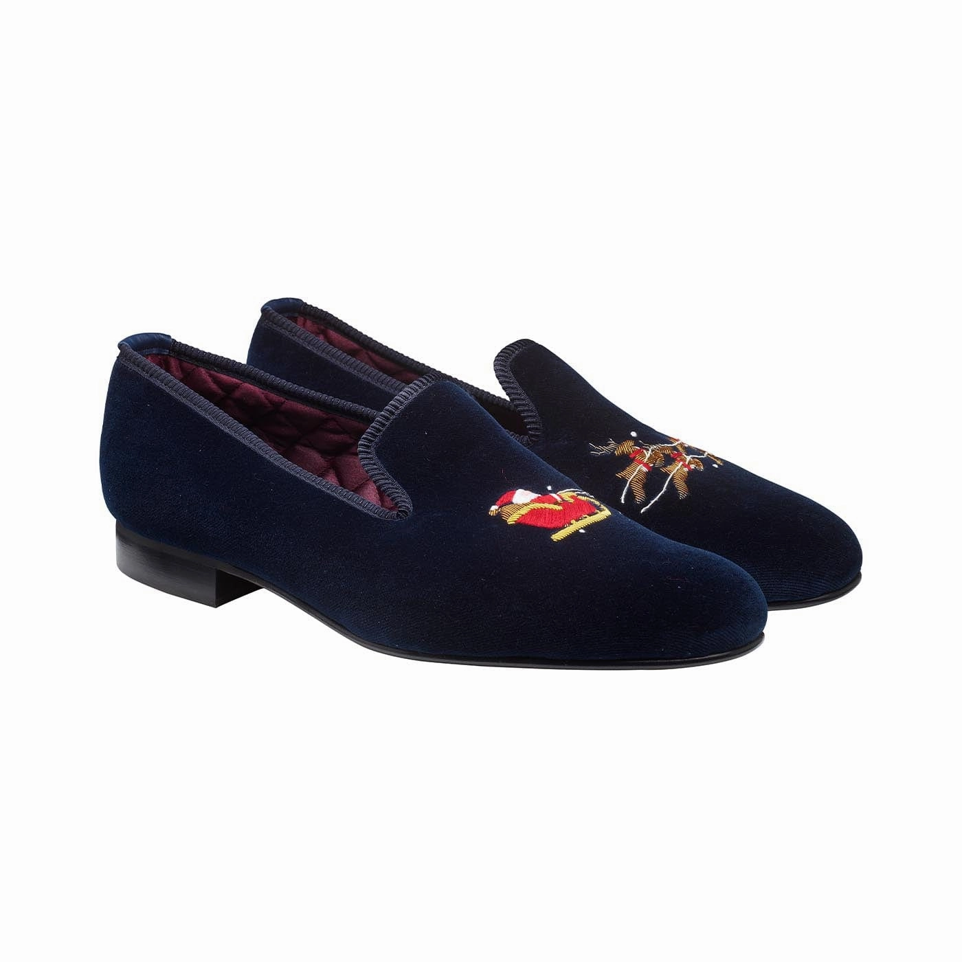 Santa Navy Velvet Square Toe Running Friendly