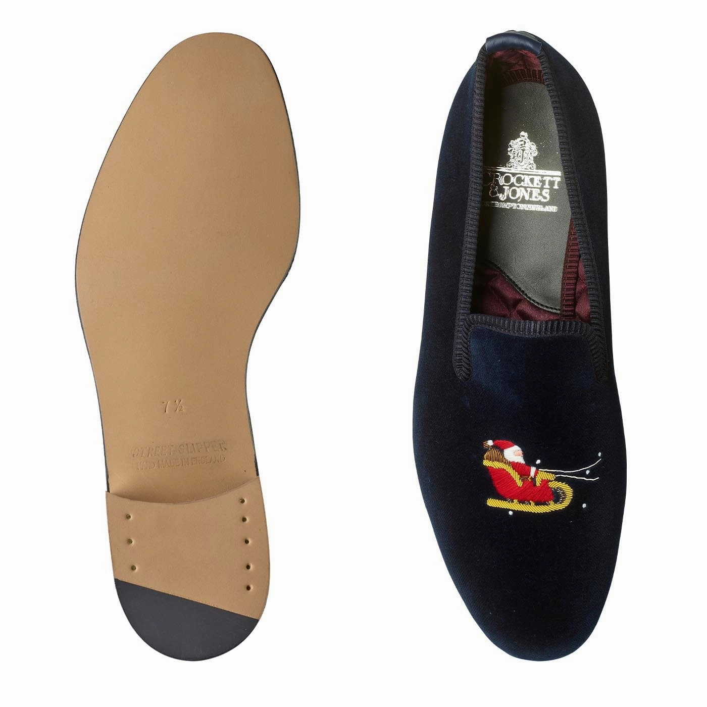Santa Navy Velvet Cozy Travel Shoes