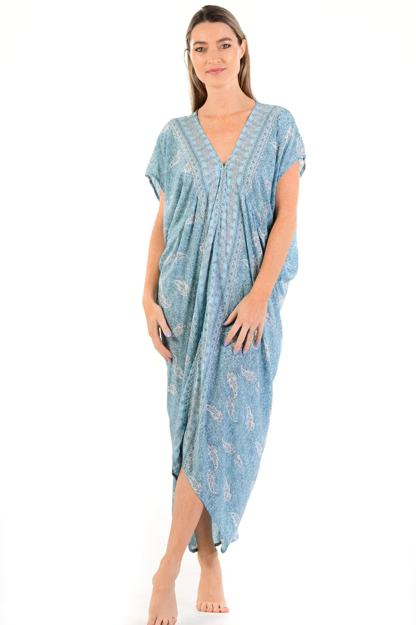 spring fashion Feminine Style Santorini Kaftan / Sea Mist