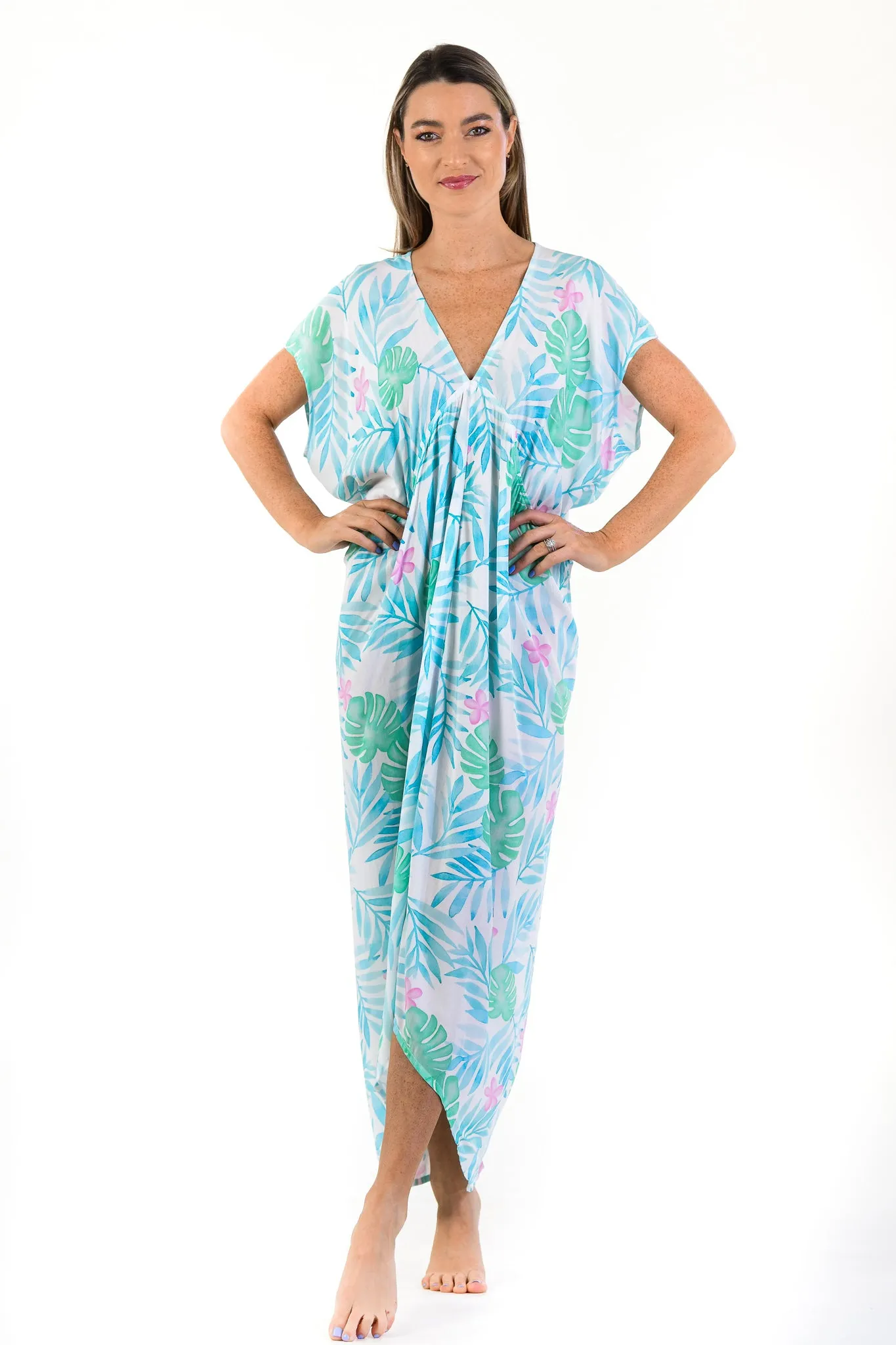 Santorini Kaftan / Turquoise Palm Stylish Appearance