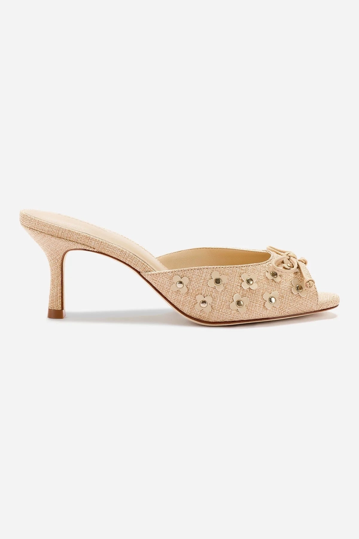 Jasmine Mule In Beige Raffia Lace Up Tension Control