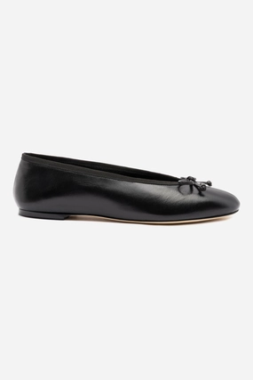 Pavlova Ballet Flat In Black Leather Handcrafted Detailing Ultra Light Airport Travel