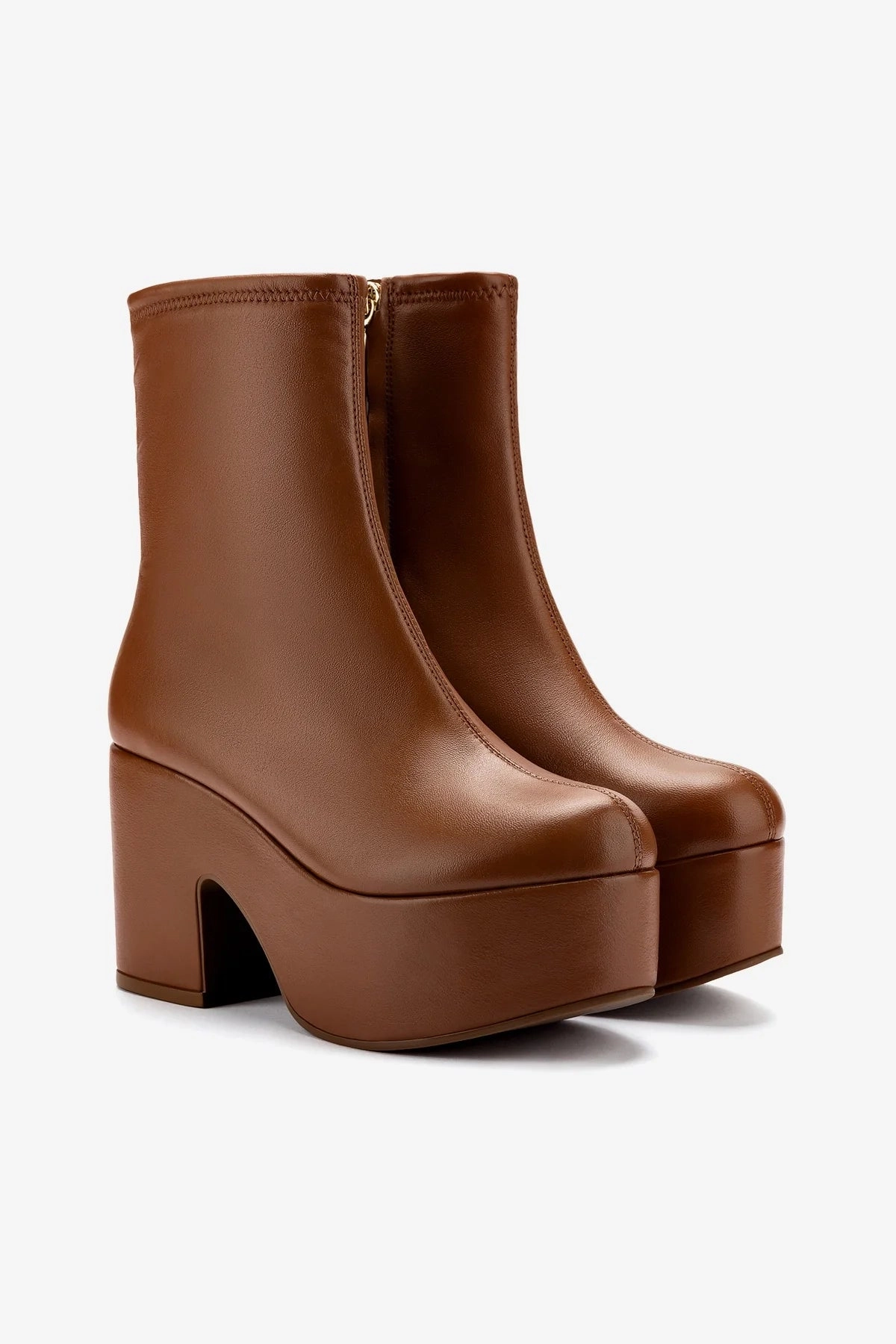 Miso Platform Boot In Caramel Stretch Leather Dynamic Flex Construction