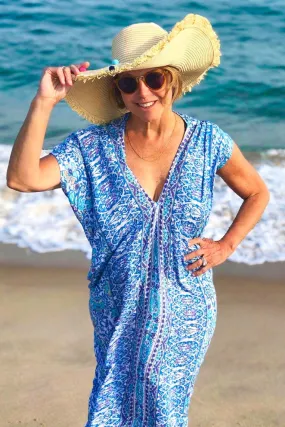 Santorini Kaftan / Blue-Violet Summer Outfit