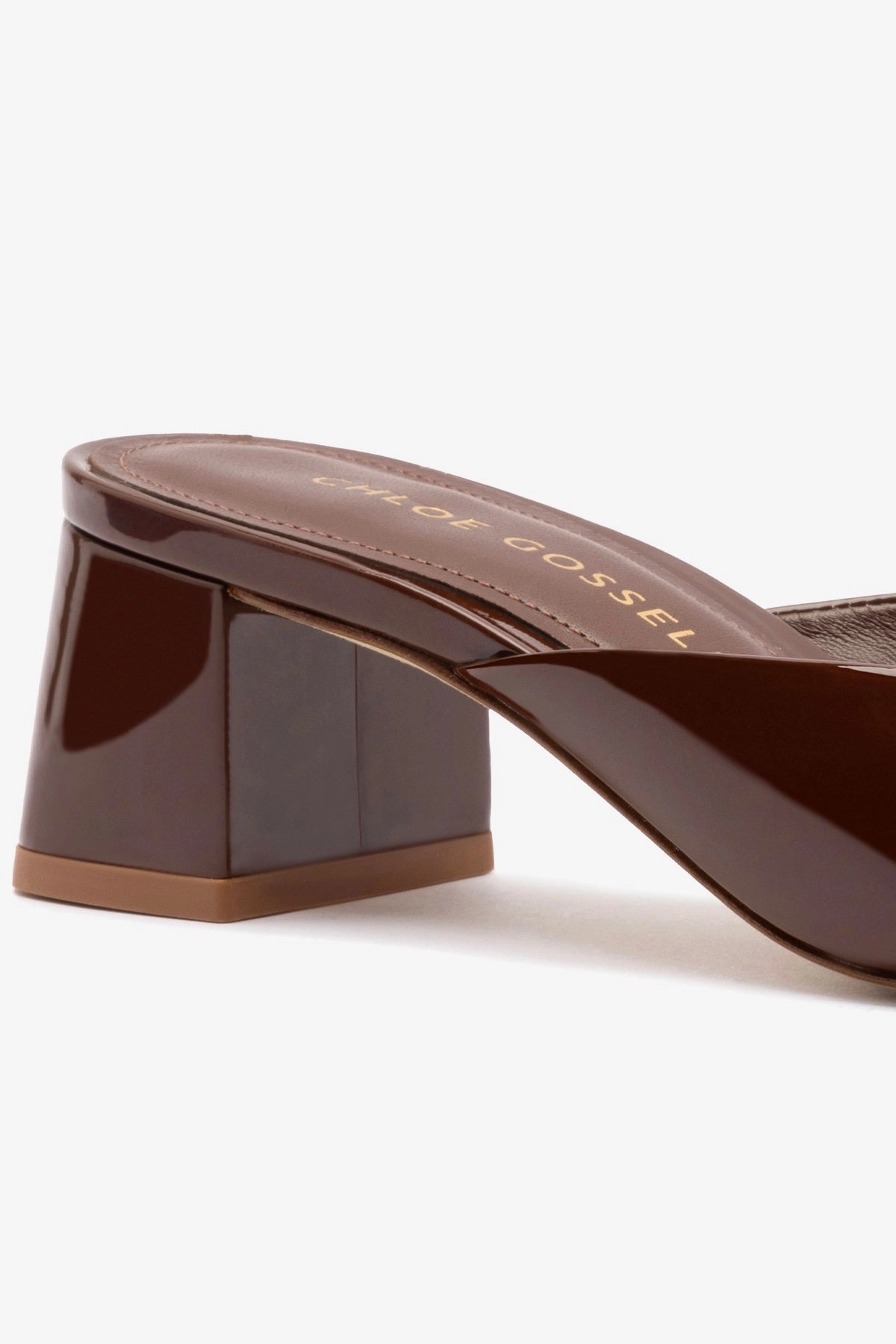 Chloe Gosselin by Larroud Anah Mule In Brown Patent Leather Calm Mood