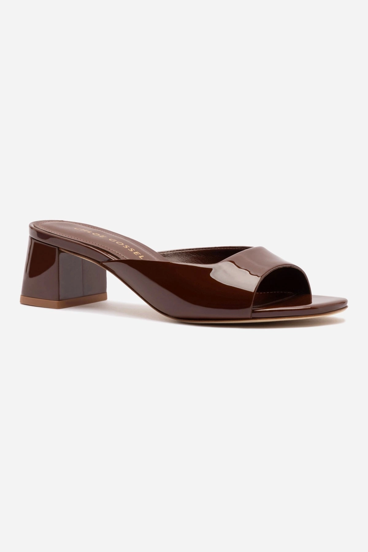 Comfort footbed Anti Odor Urban Stroll Chloe Gosselin by Larroud Anah Mule In Brown Patent Leather