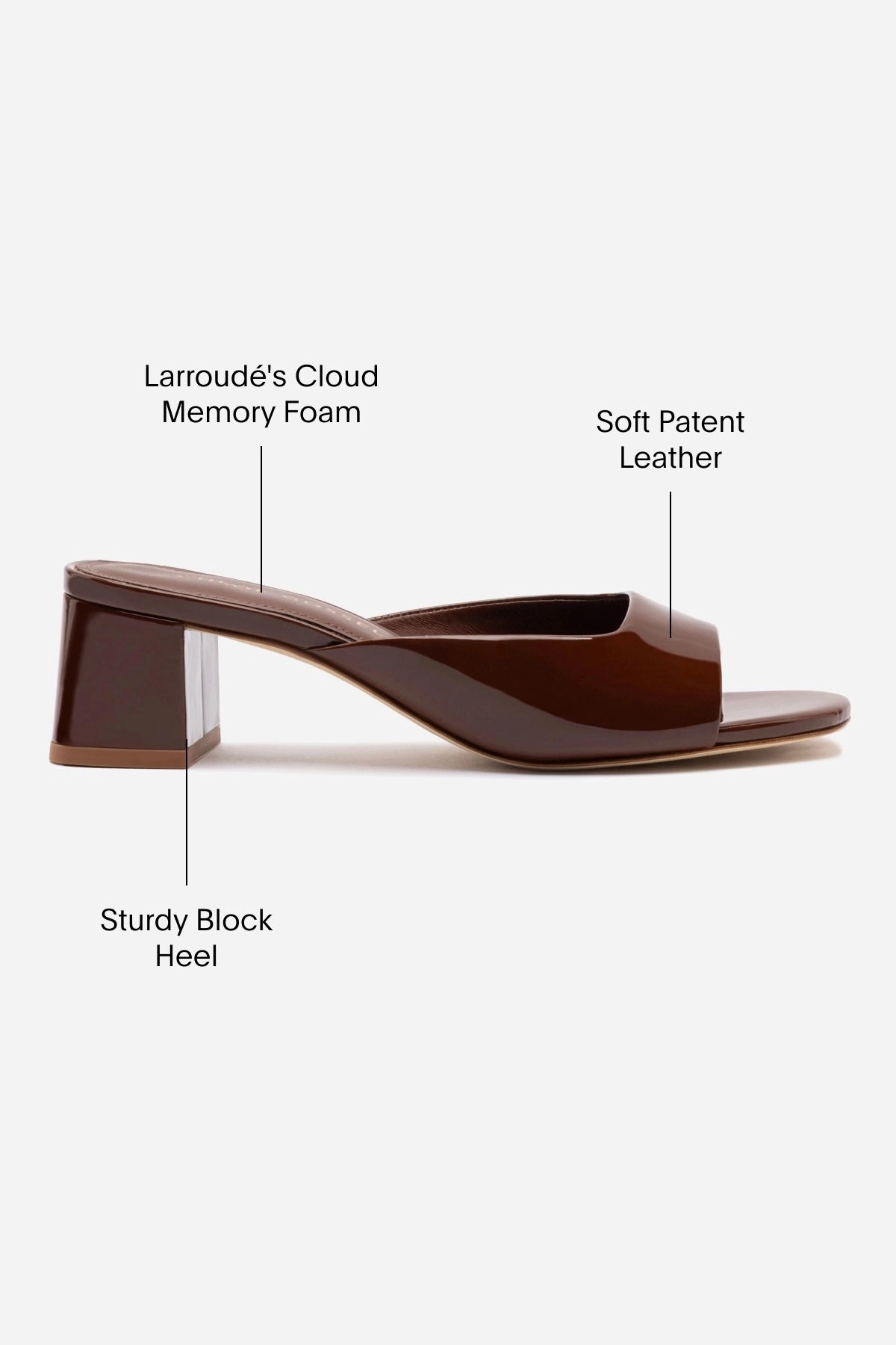 Chloe Gosselin by Larroud Anah Mule In Brown Patent Leather Game Ready Park Day