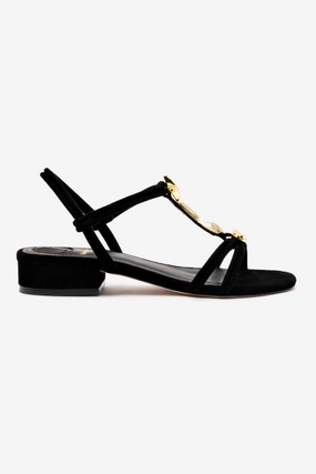 Shelly Flat Sandal In Black Suede Quality