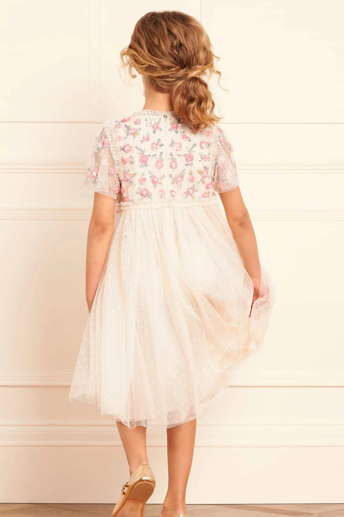 Elasticated Hem Versatile Design Shimmer Ditsy Bodice Kids Dress