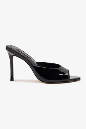 Jasmine Hi Mule In Black Leather Light Step Gold Tone