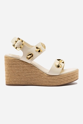 Wide Base forest walk Madison Hi Espadrille In Ivory Saffiano