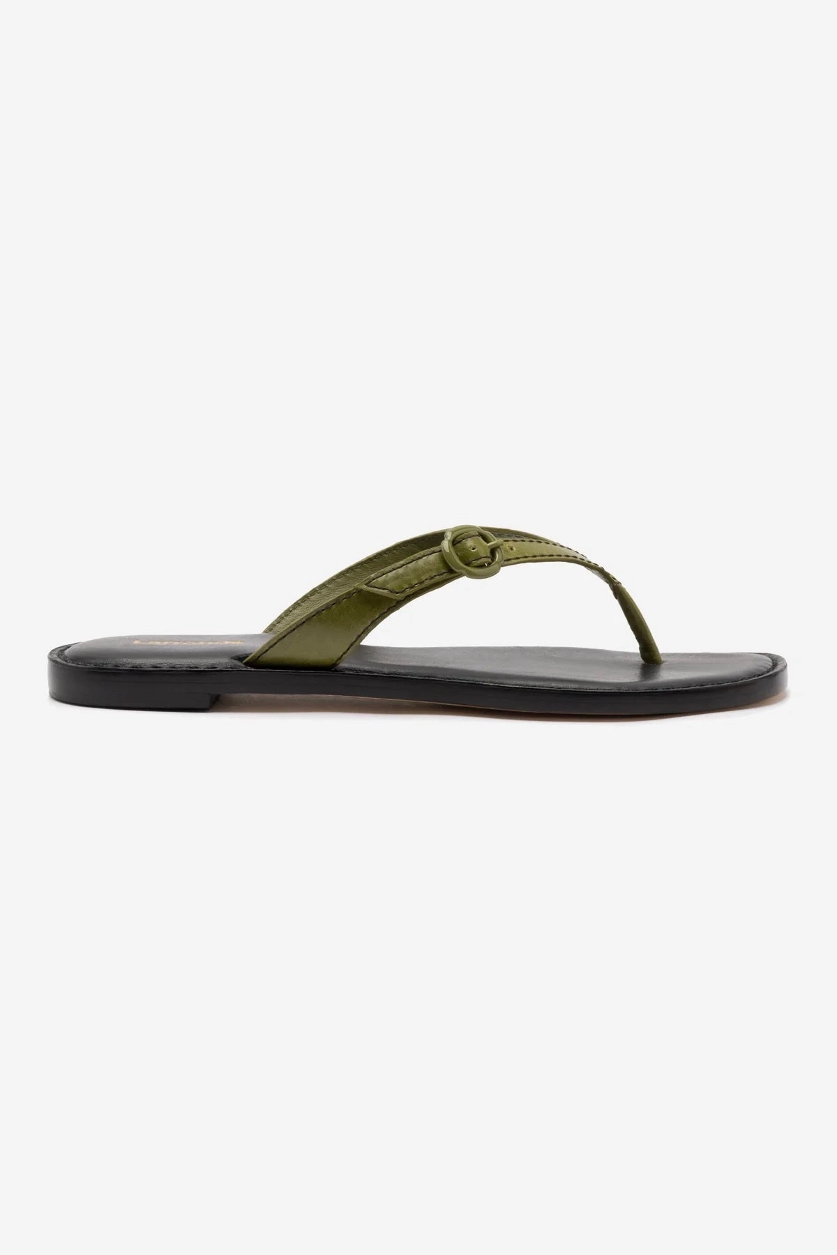 Mary Kate Flat Sandal In Seaweed Leather Rock Guard Thermal Insulation Layer