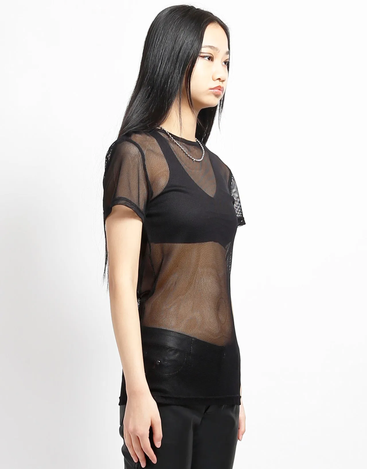 Tear Resistant Fiber Blend SHORT SLEEVE FISHNET BLACK