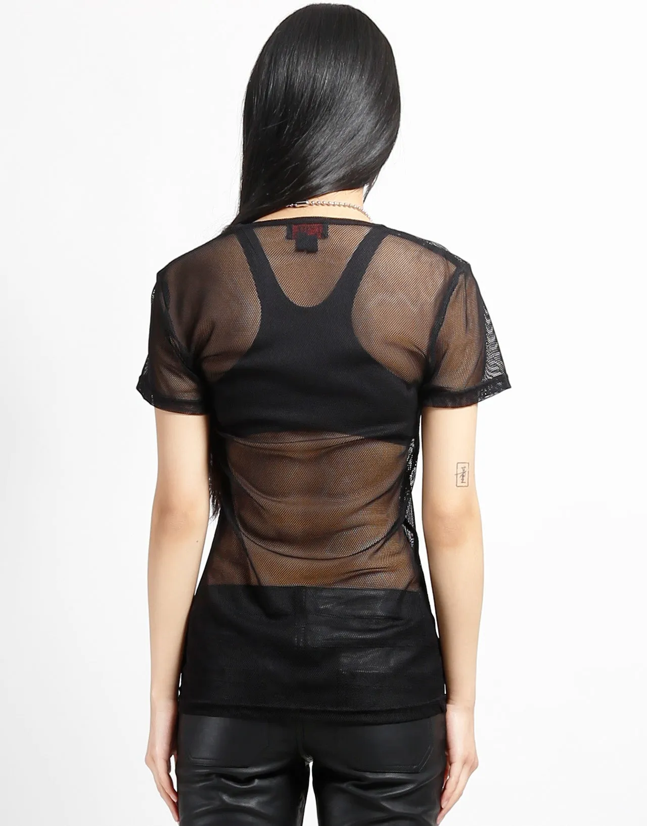 SHORT SLEEVE FISHNET BLACK MinimalistStyle Fashion Blouse