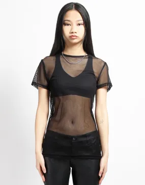 High Density Knit SHORT SLEEVE FISHNET BLACK