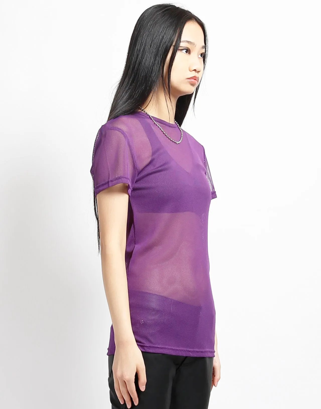 Tagless Comfort Collar SHORT SLEEVE FISHNET PURPLE