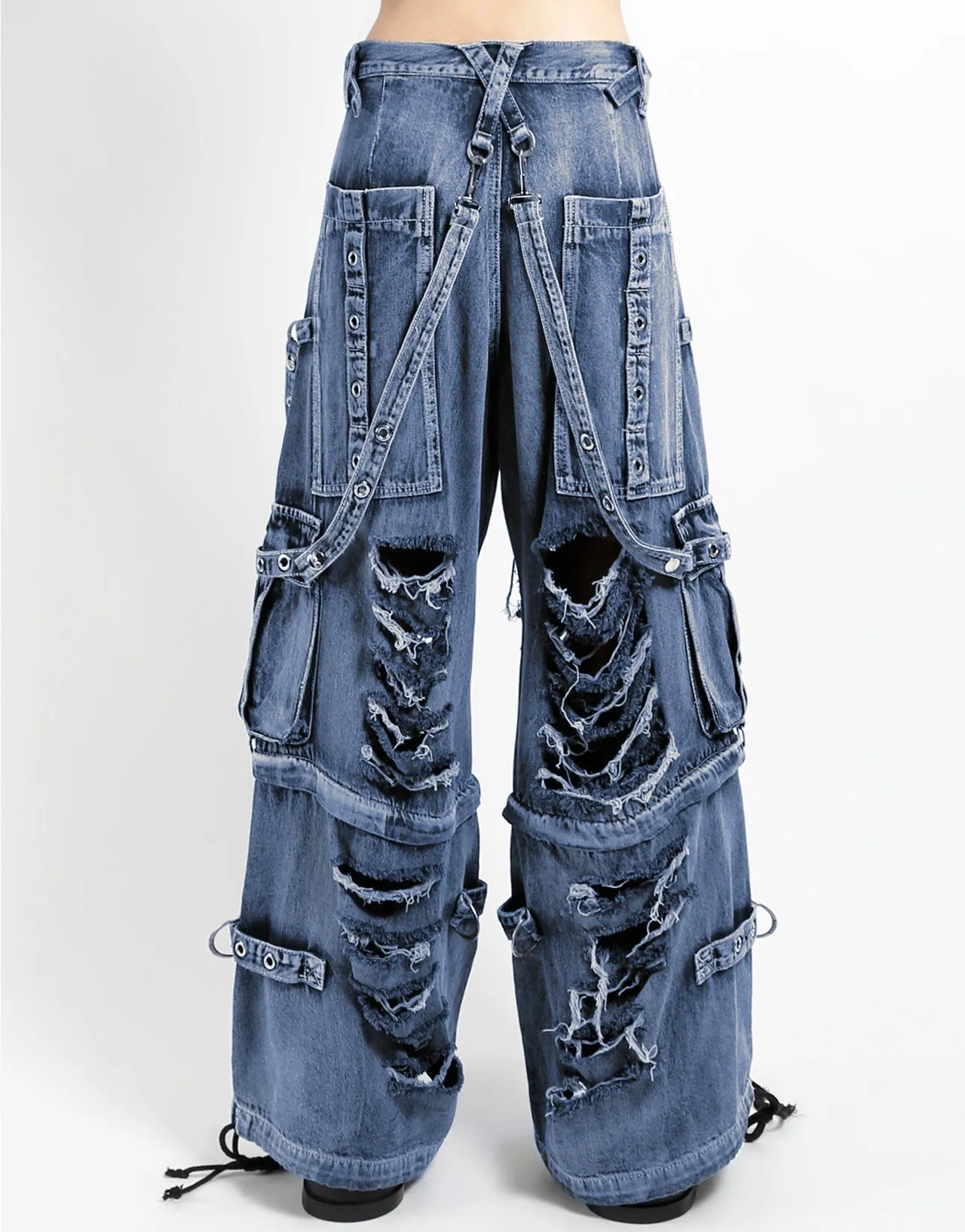 SHREDDER DENIM FULL FORCE PANT INDIGO FOG WASH Double Layered Hem