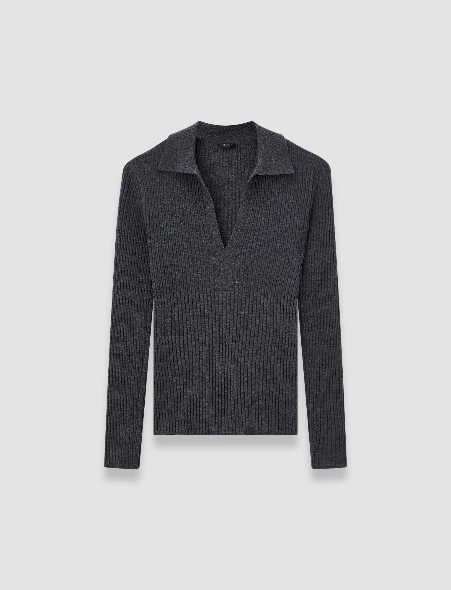 Merino Rib Knit Polo Top Thermal Lined Cuffs SeamFree Technology