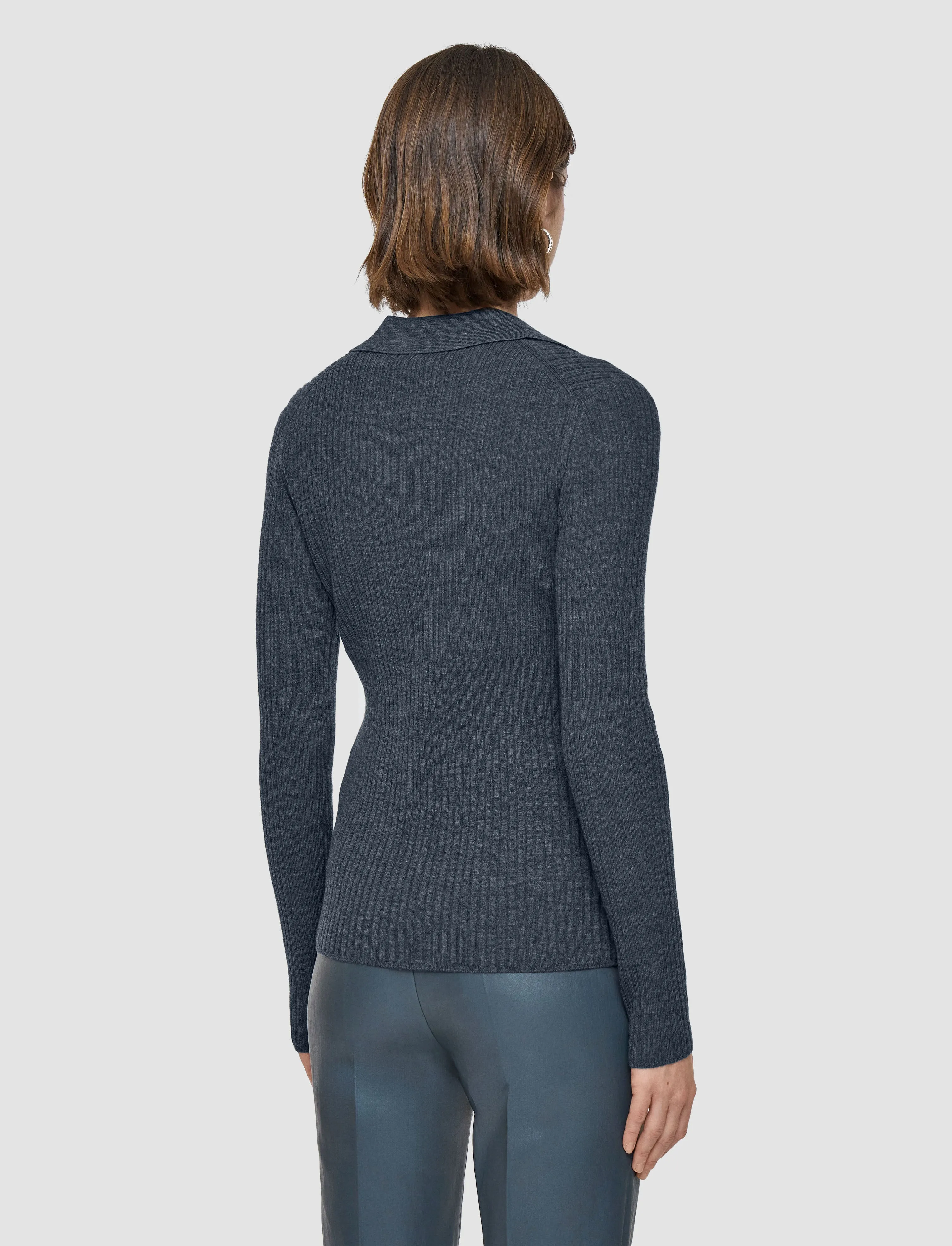 Cozy Classic Merino Rib Knit Polo Top