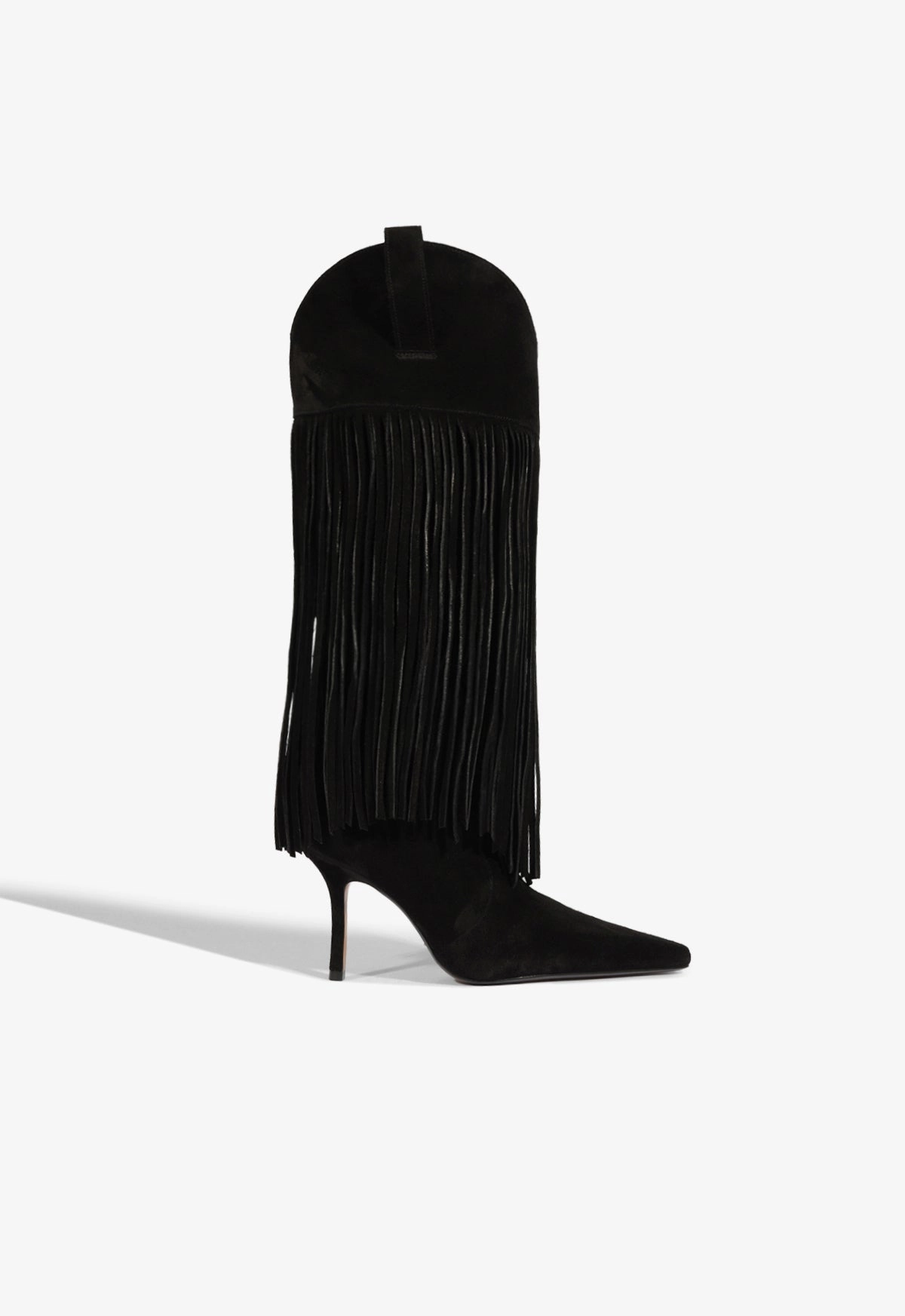 Raffaela Up Fringes Stiletto Suede Boot Dynamic Flex Grooves Earth Tone