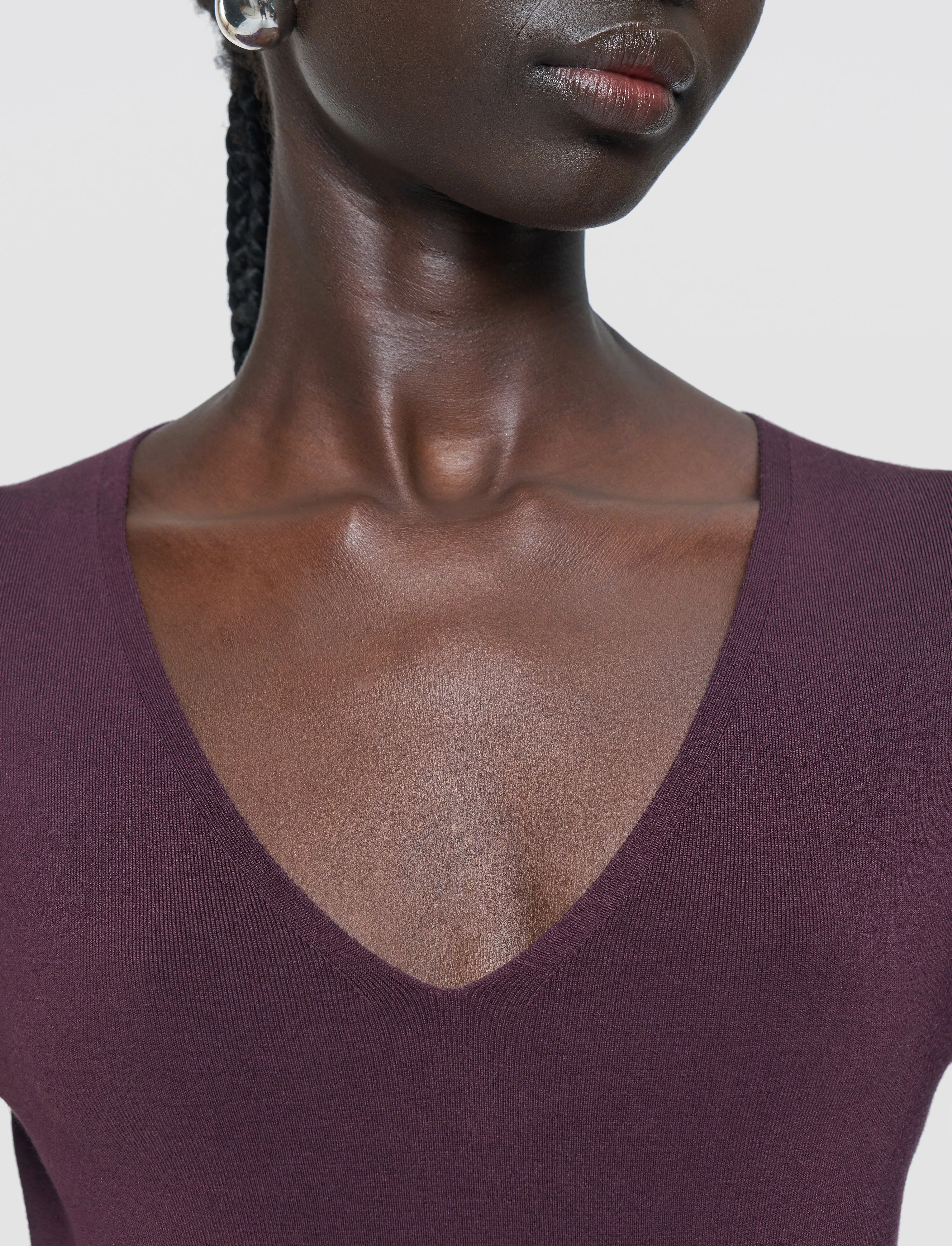 Silk Stretch V Neck Top Fresh Outfit