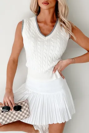 VentilatedArmholes Sipping On Tea Cable Knit Vest (Cream/Grey)