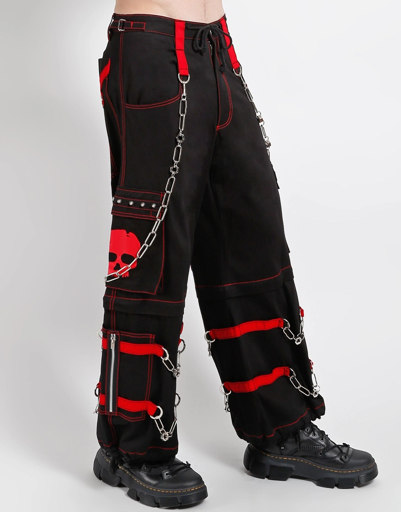 SKULL ZIP OFF PANT RED Practical Comfort No Iron