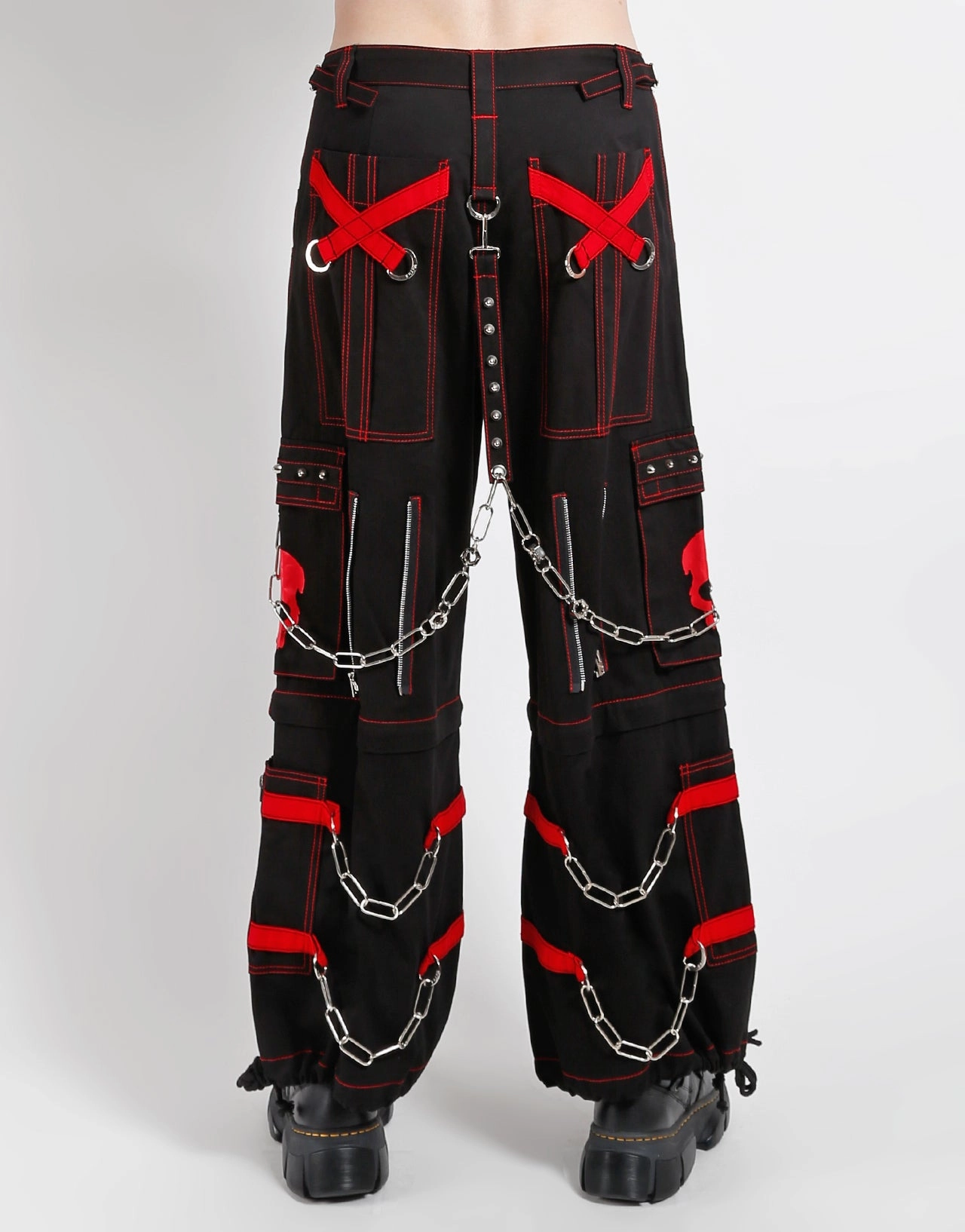 SKULL ZIP OFF PANT RED Core Essential Relaxed Wear