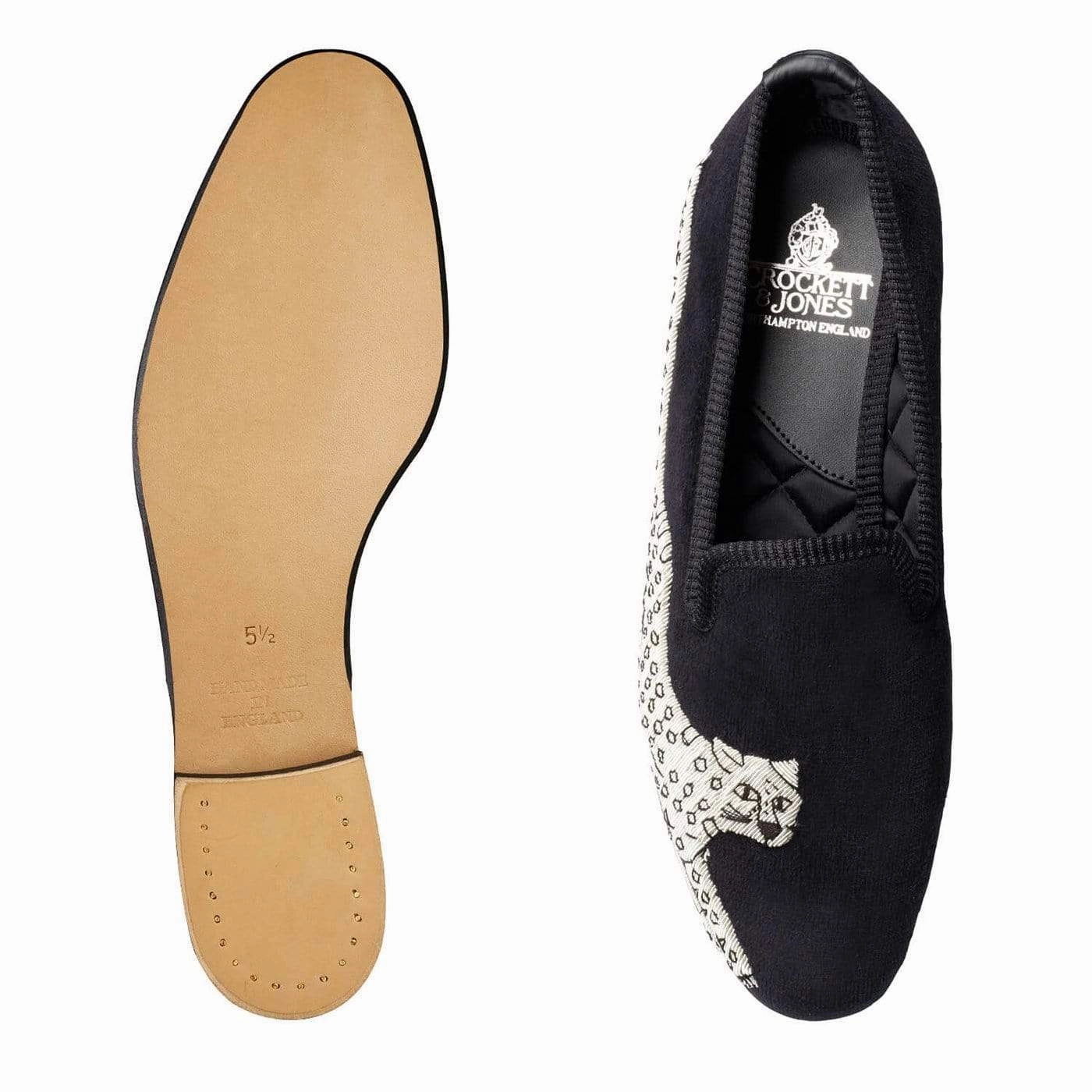 Silver Leopard Black Velvet Stability Heel Counter