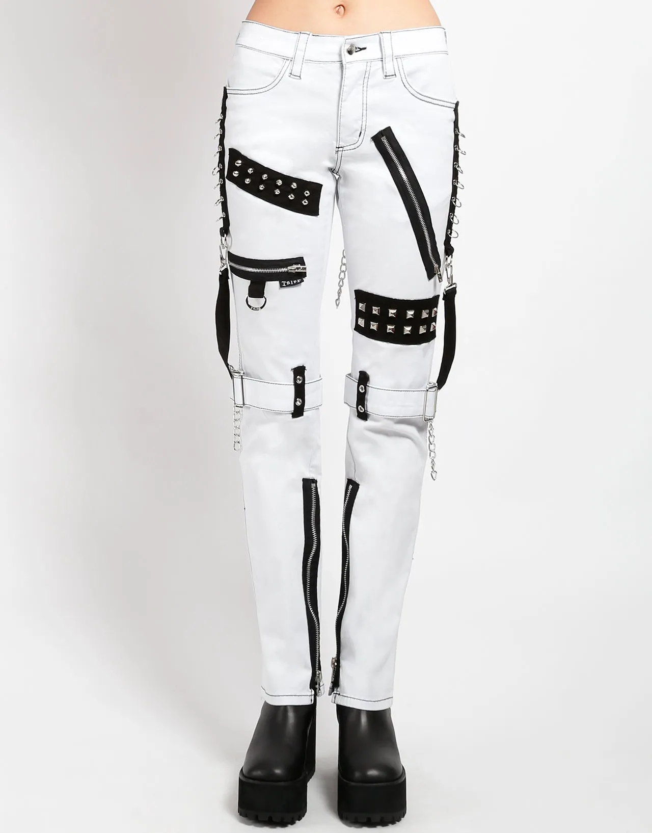Lightweight Feel STUDDED BONDAGE PANT WHITE