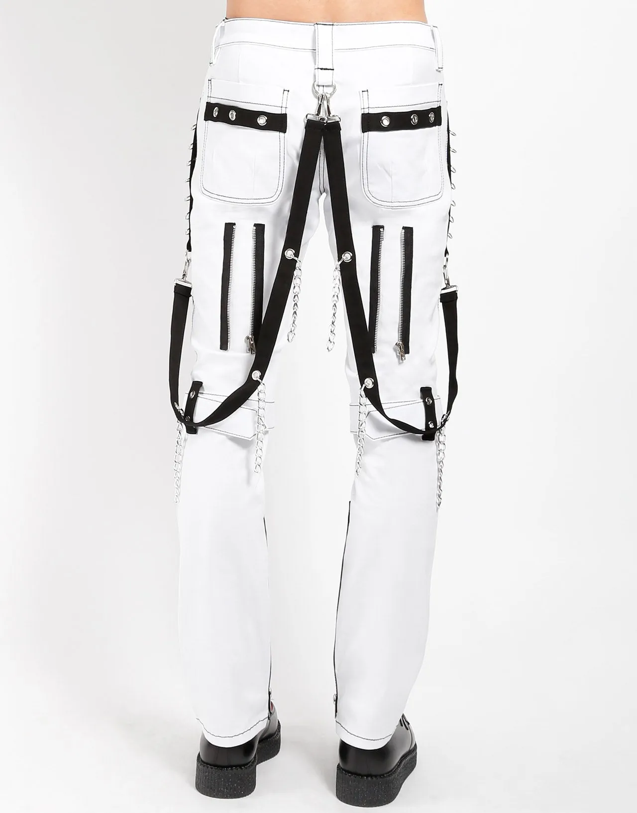 STUDDED BONDAGE PANT WHITE Anti Cling Finish