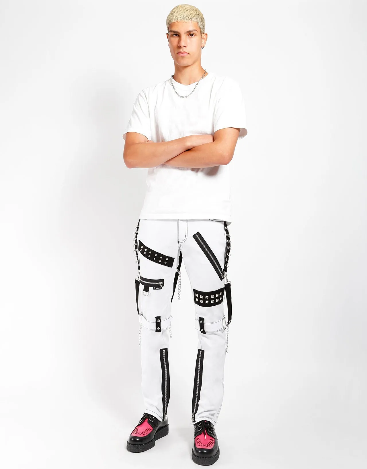 Perfect Look STUDDED BONDAGE PANT WHITE