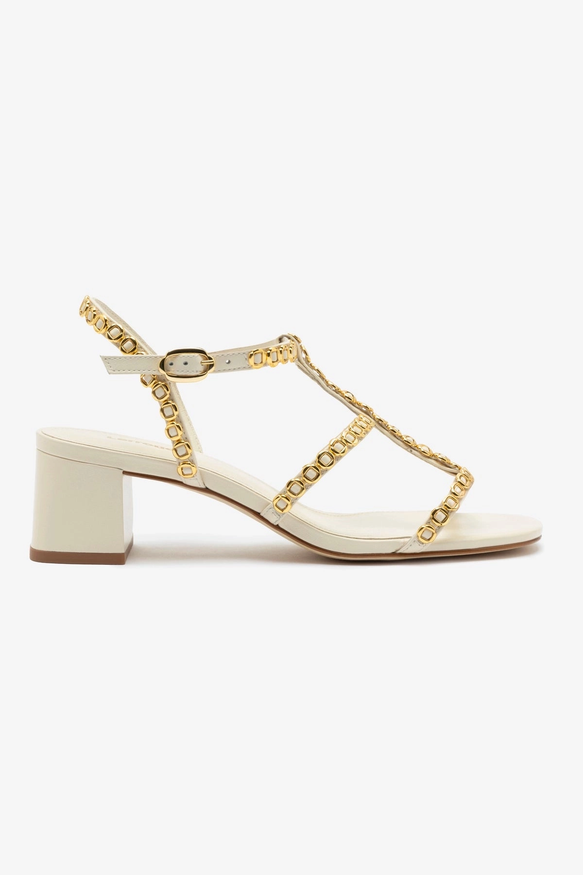 Milanina Block Sandal In Ivory Leather Zip Fast Rapid Motion