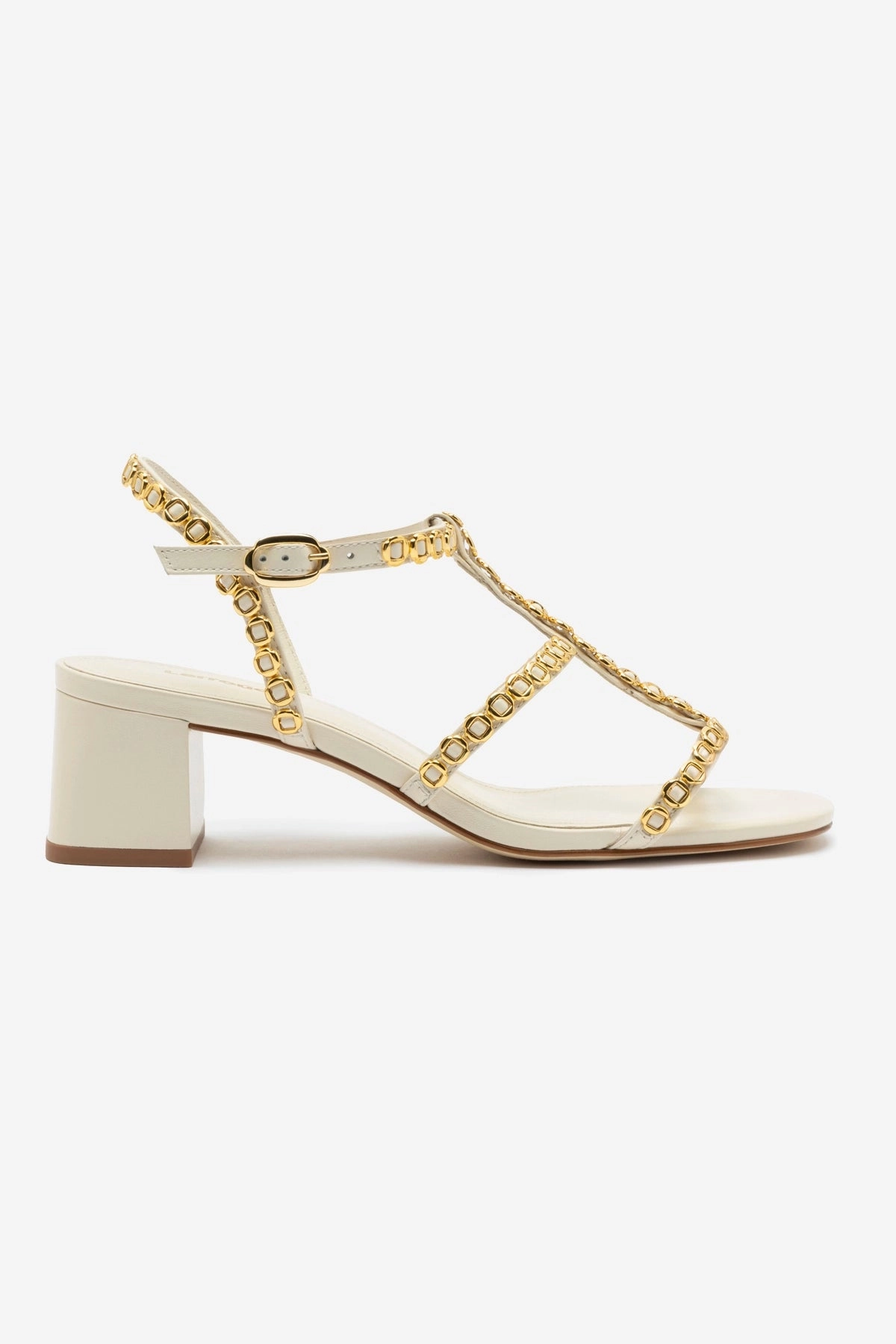 Milanina Block Sandal In Ivory Leather Wool Warm Top Rated