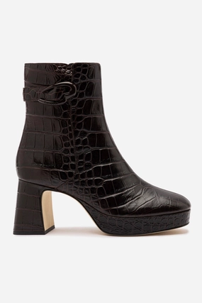 Mono Style Dolly Verona Low Boot In Croco Brown Leather