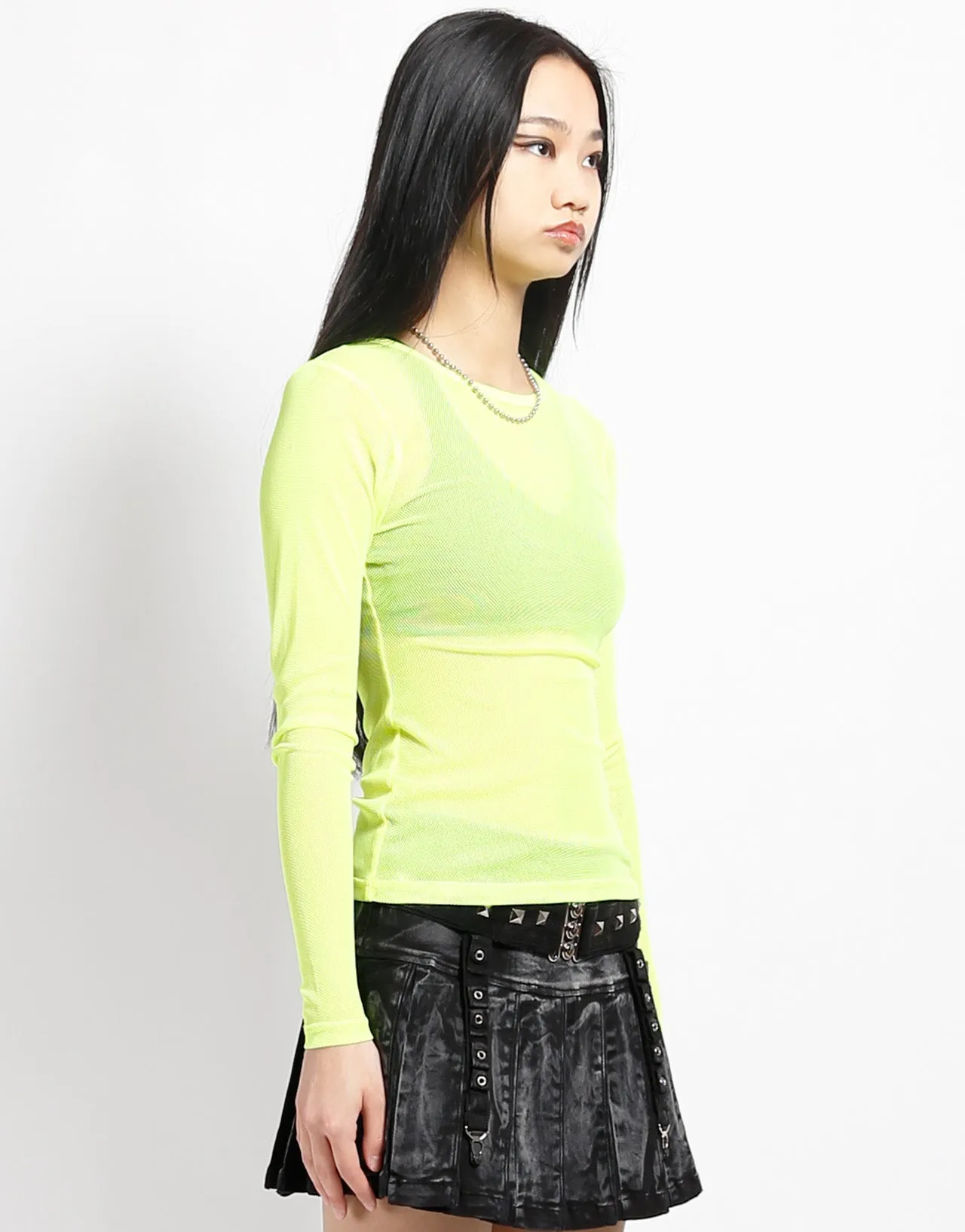 LADIES LONG SLEEVE FISHNET LIME WrinkleFree Weaving
