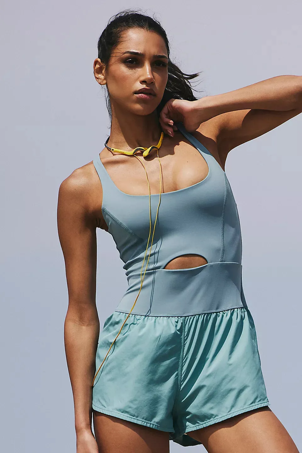 Free People Movement Righteous Runsie in Eucalyptus stain resistant coating