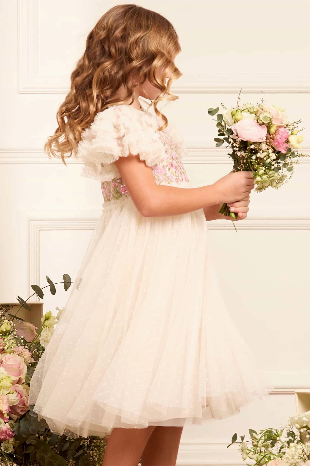 Posy Bodice Kids Dress Hidden Button Placket ThermalLining