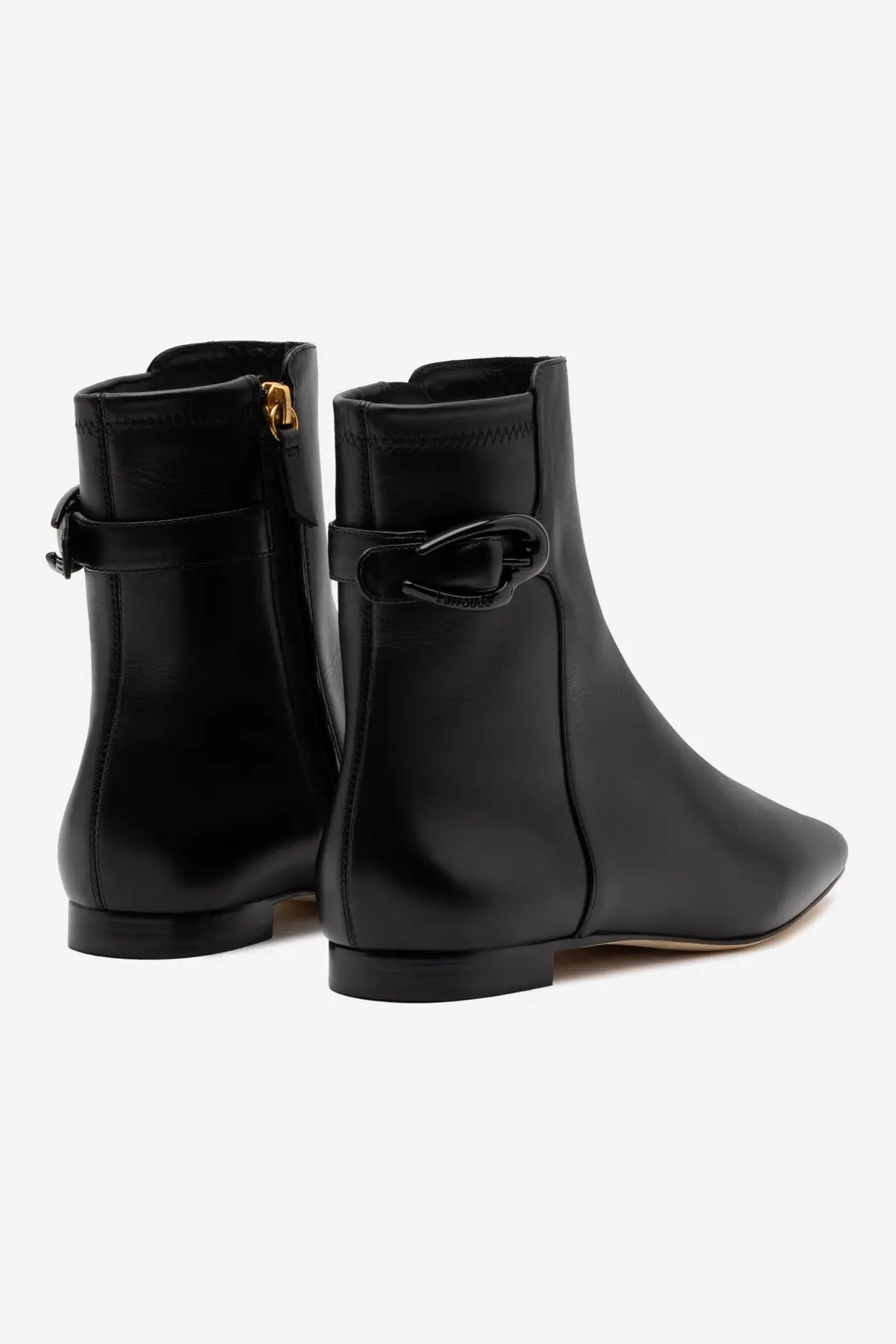 Impact Resistant Heel Lace Up Tension Control Alexis Verona Flat Boot In Black Leather