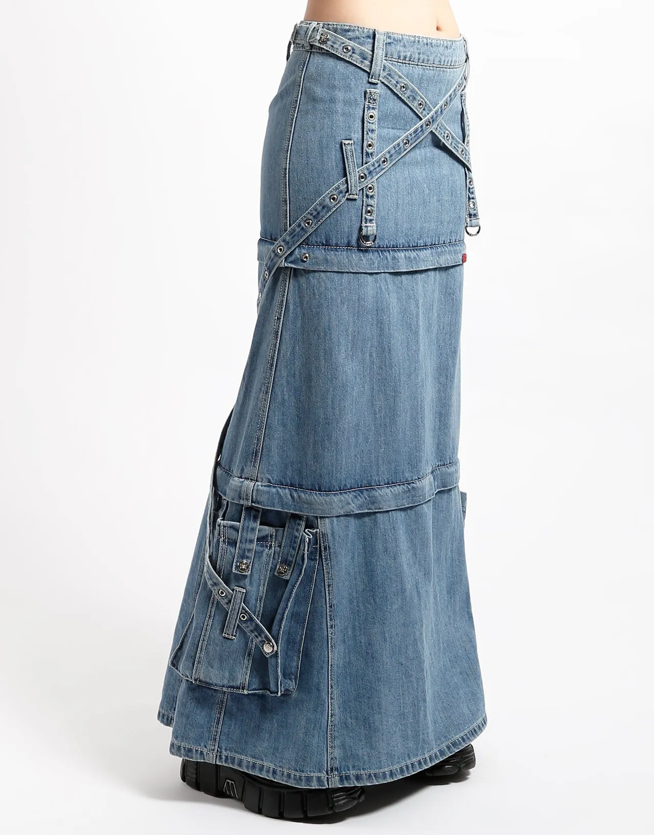 ElasticWaistband Chill Mode TRIPLE ZIP OFF SKIRT LIGHT DENIM