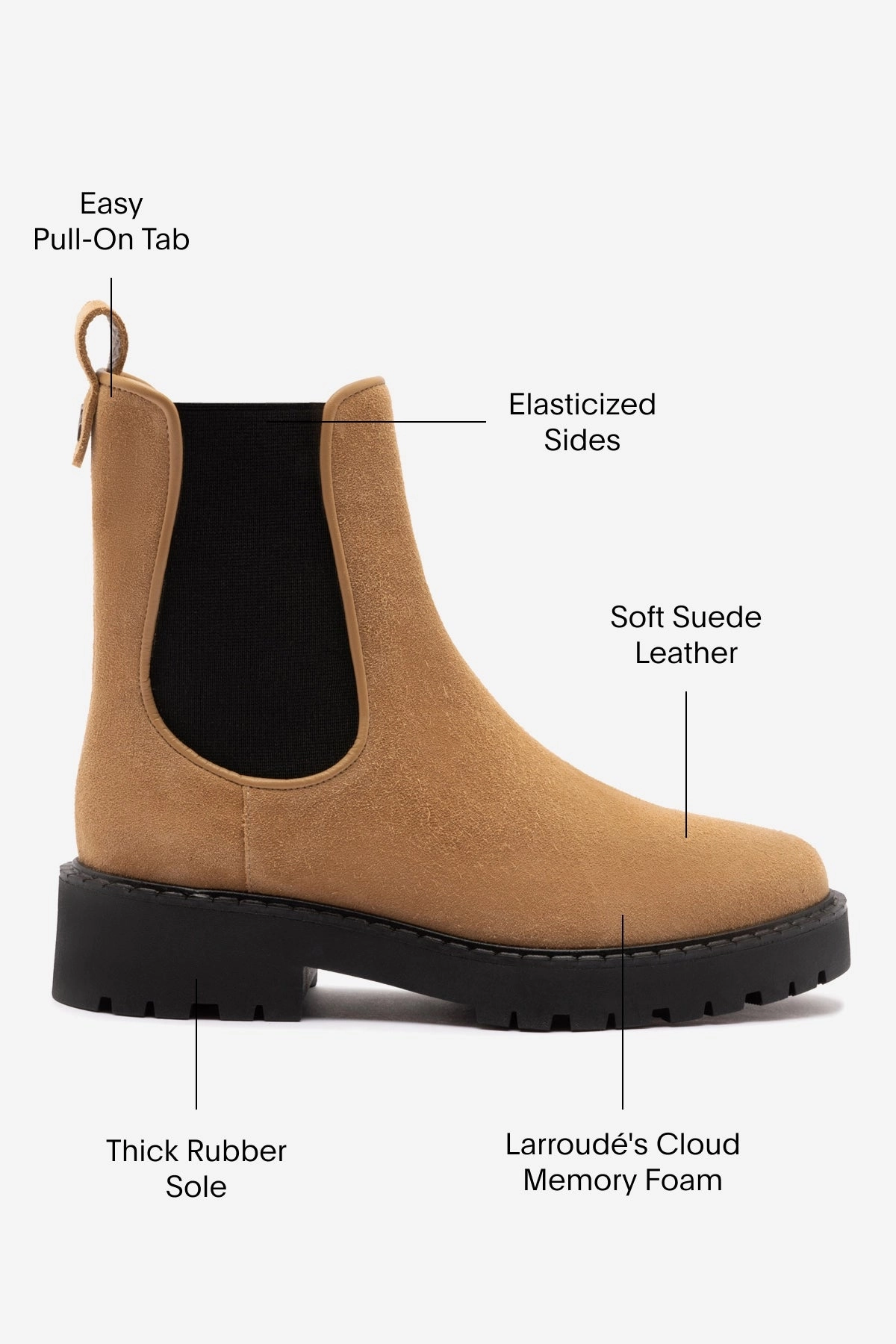 Vertical Compression Zones Soft Neutral Sancha Boot In Peanut Suede