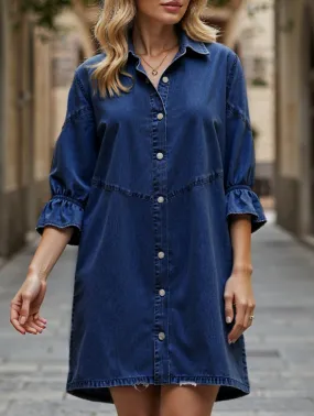 Soft Cut Day Ready Single-row multi-button denim dress