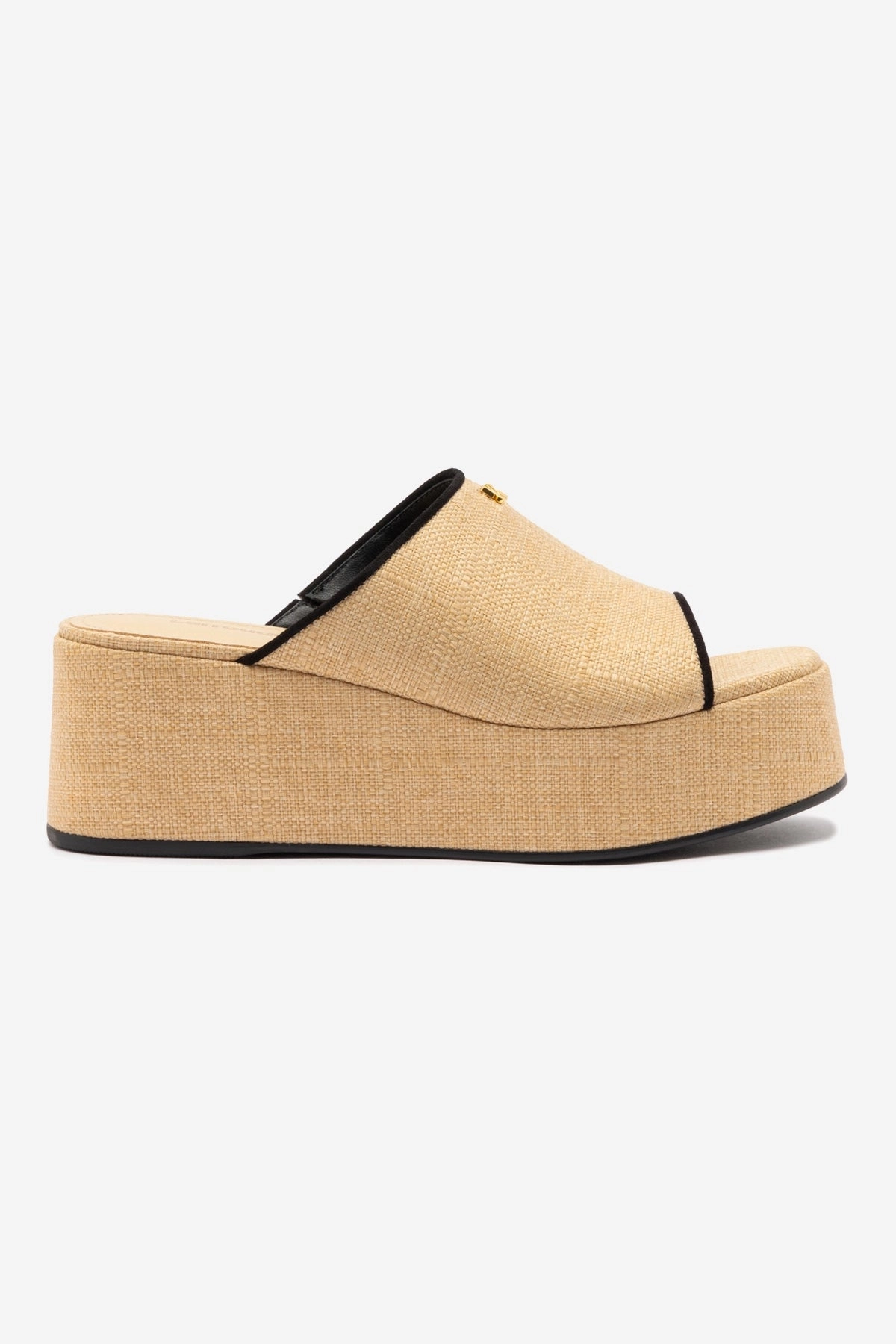 Charli Mule In Beige Raffia and Black Trimming Freeze Grip Heritage Line