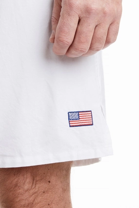 Comfy Essentials Wear Barefoot Boxer White Oxford with Single American Flag