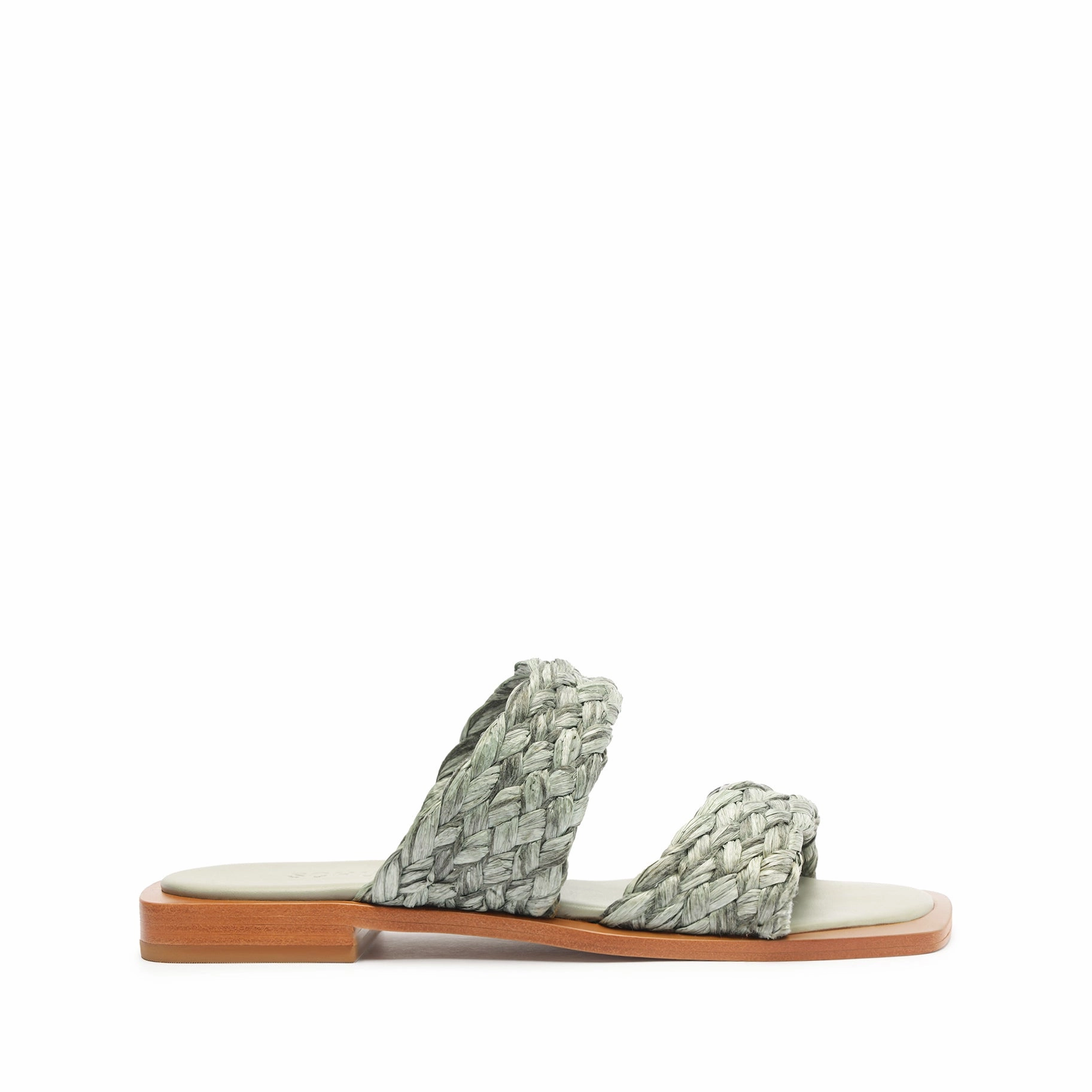 Sky Blue Amani Straw Flat Sandal