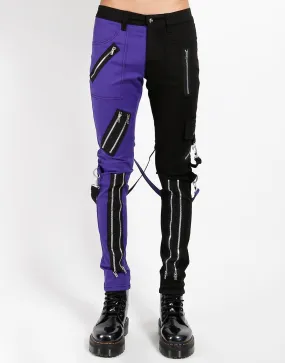 Slim Design SPLIT LEG BONDAGE PANT BLK PURPLE